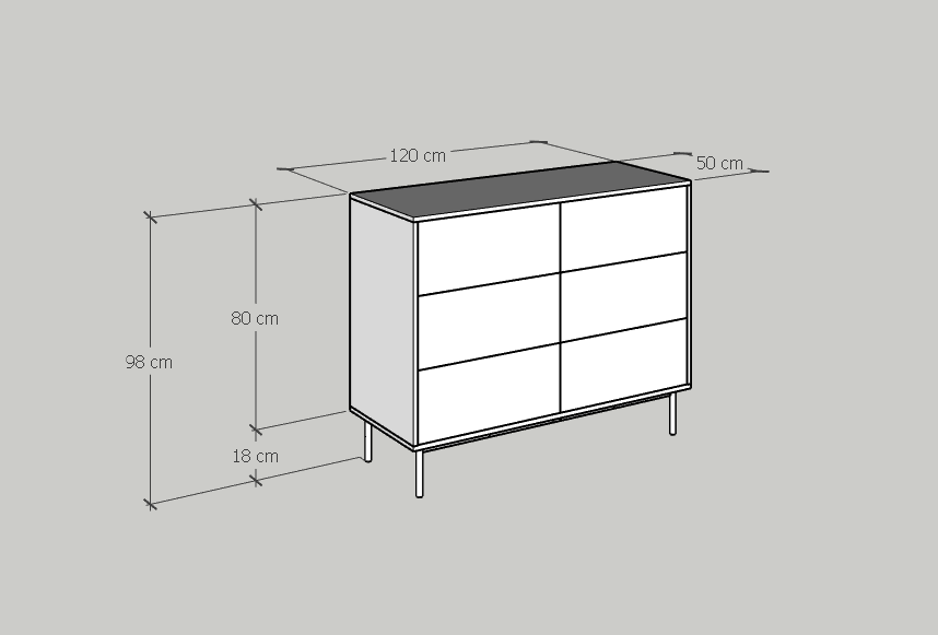 [Happy Home Furniture] BECKY, Tủ đựng đồ 6 ngăn kéo  - chân sắt ,  120cm x 50cm x 100cm ( DxRxC), THK_034