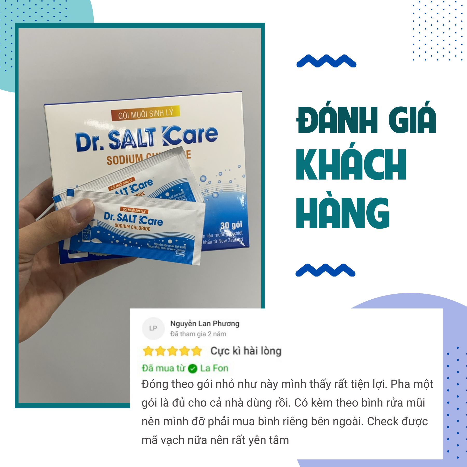 Hộp muối rửa xoang mũi nhập khẩu New Zealand cho bé và người lớn Dr Salt Kare| hỗ trợ điều trị viêm mũi, sổ mũi, viêm mũi dị ứng, viêm xoang (30 gói)