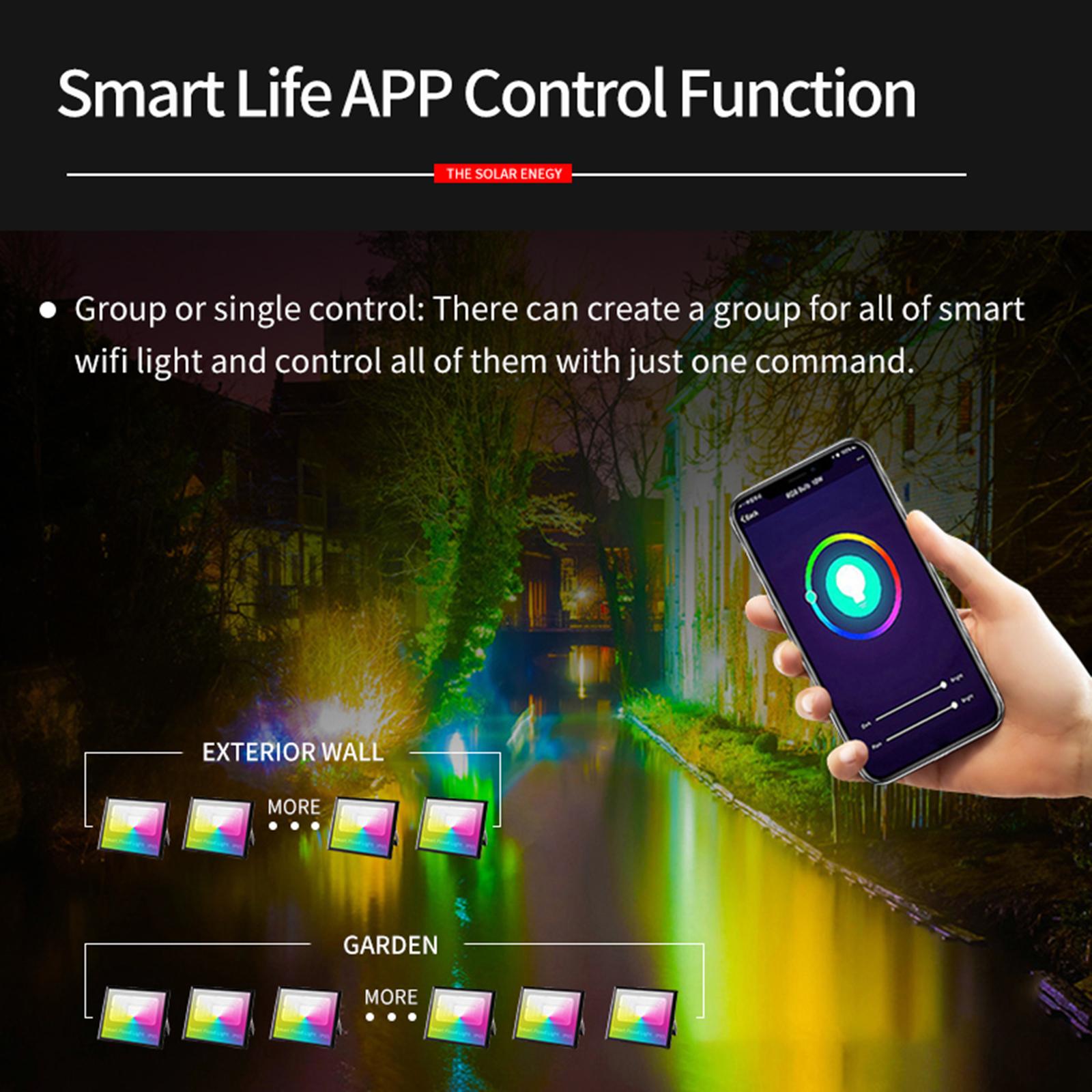 Smart WiFi Flood Light 30W 2000LM Dimmable RGB Color Changing Stage Lights Work with Alexa Google Home Wall Washer