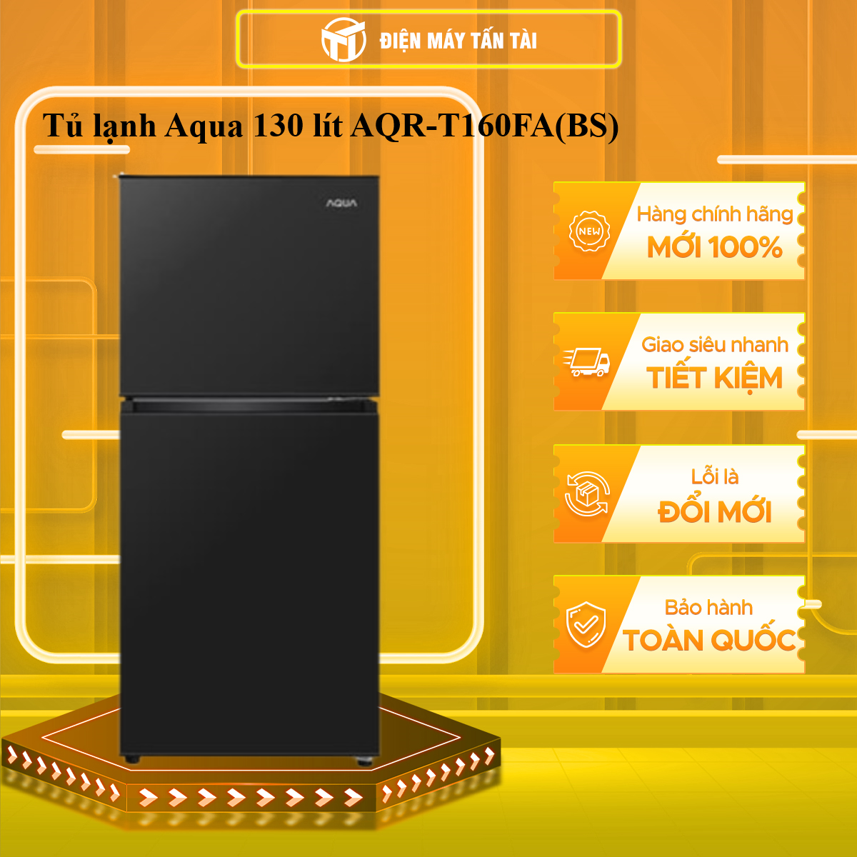 Tủ lạnh Aqua 130 lít ( KHÔNG INVERTER) AQR-T160FA(BS) -  HÀNG CHÍNH HÃNG - CHỈ GIAO HCM