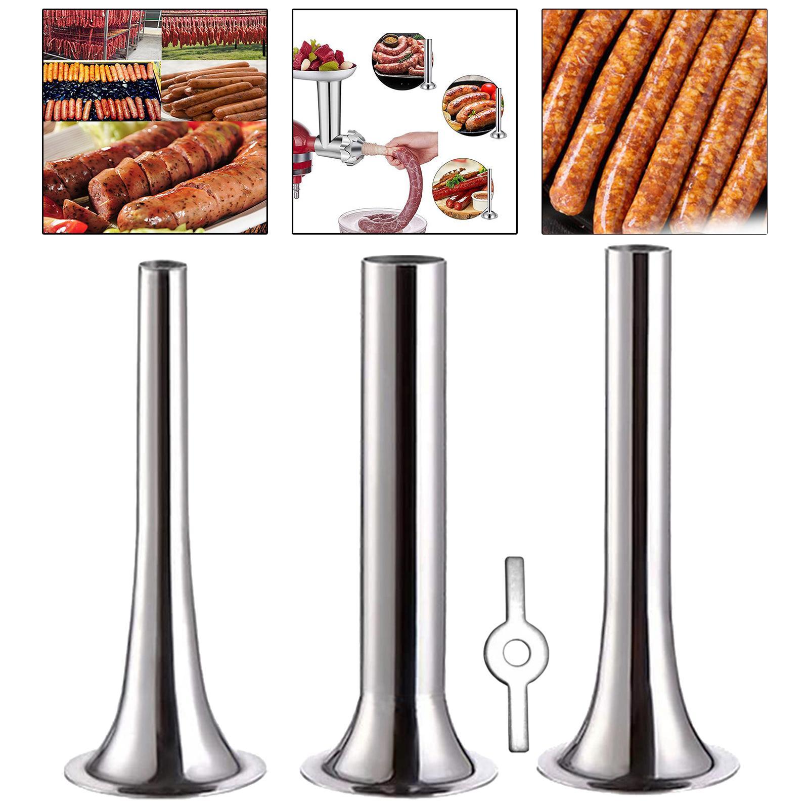 3x Funnels Attachment Sausage Stuffer Kit Sausage Maker Tube for Kitchen