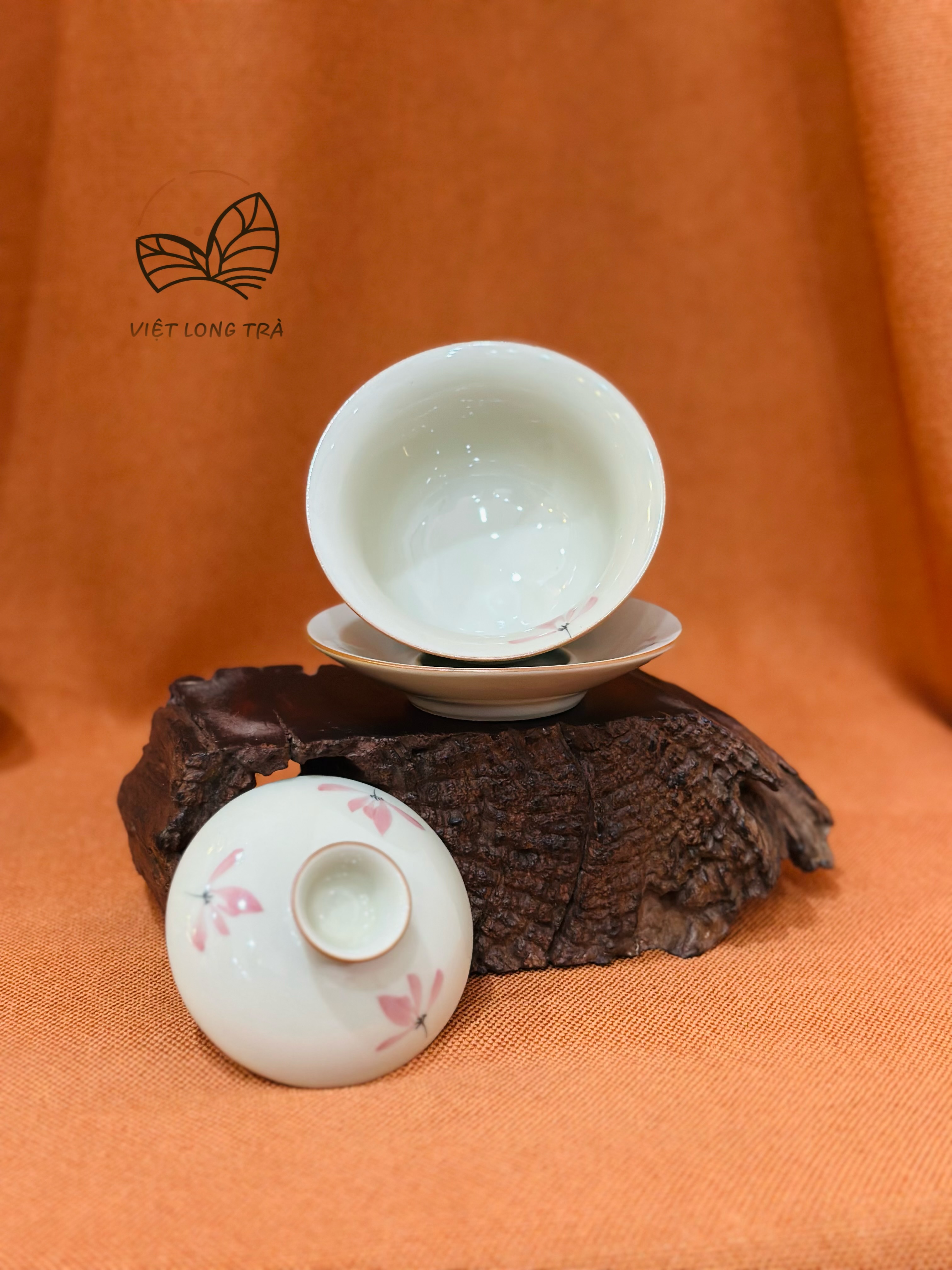 CHÉN KHẢI SỨ PHA TRÀ - 260ML - HOẠ TIẾT HOA LAN VẼ TAY - CHÉN GAIWAN ĐẸP