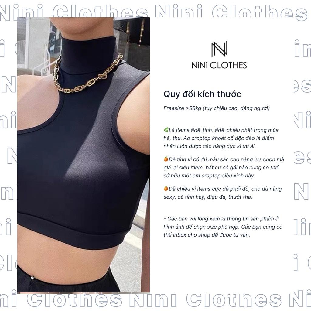 Áo croptop nữ sát nách ba lỗ thun cổ khoét không tay kiểu ôm body có mút ngực vải cotton co giãn tốt