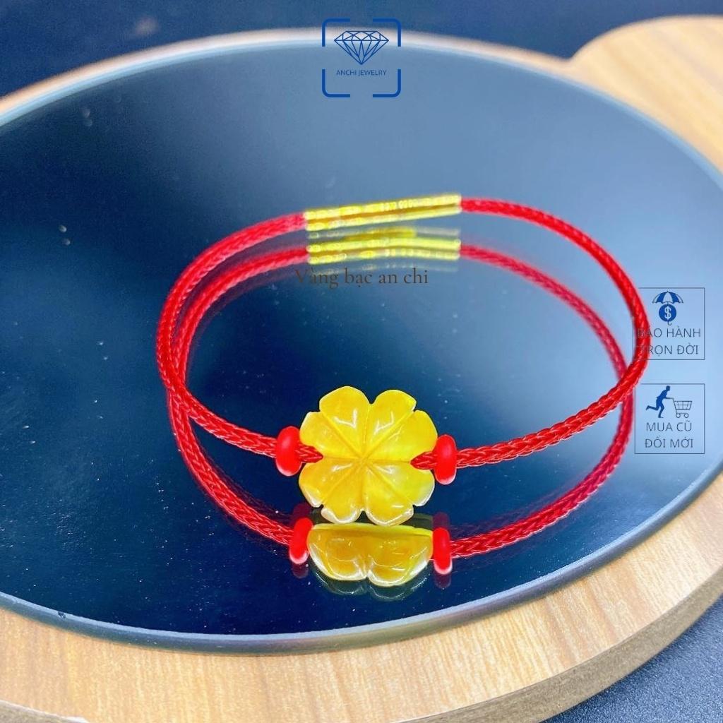 Vòng dây cáp đỏ cỏ bốn lá đá màu vàngvòng tay không thấm nước, Anchi jewelry