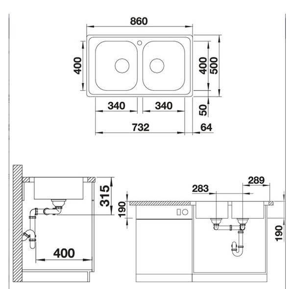 CHẬU RỬA BÁT INOX BLANCO DINAS 8 CHROME 237379 Bảo Gồm  Xi Phông Và Chặn Rác Hàng chính hãng