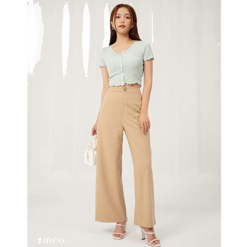 Quần cullote Méo shop ống suông rộng lưng cao Rudi