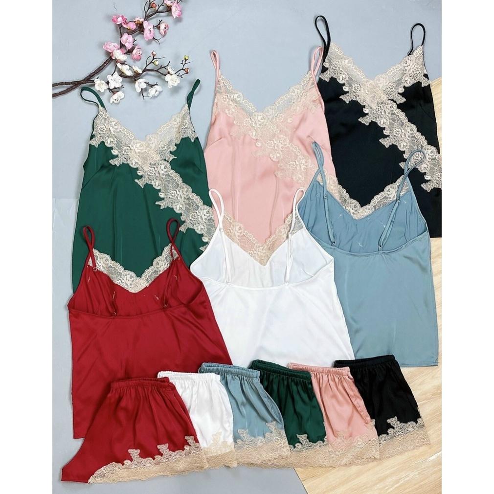 Đồ Ngủ 2 Dây Freesize Sexy Cao Cấp Lụa Mềm Mát Cổ V Phối Ren Cho Cô Nàng Quyến Rũ QC373160