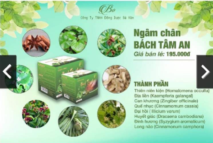 Ngâm Chân thảo dược Bách Tâm An, sản phẩm của Đông dược bà Vân