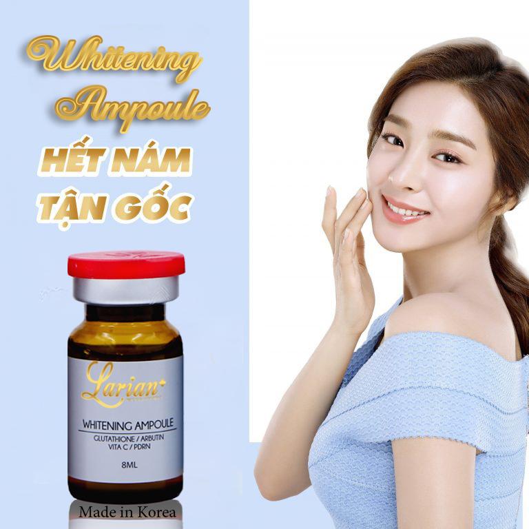 Set 10 Tế bào gốc hỗ trợ điều trị nám, tàng nhang Whitening Ampoule Larian 8ml
