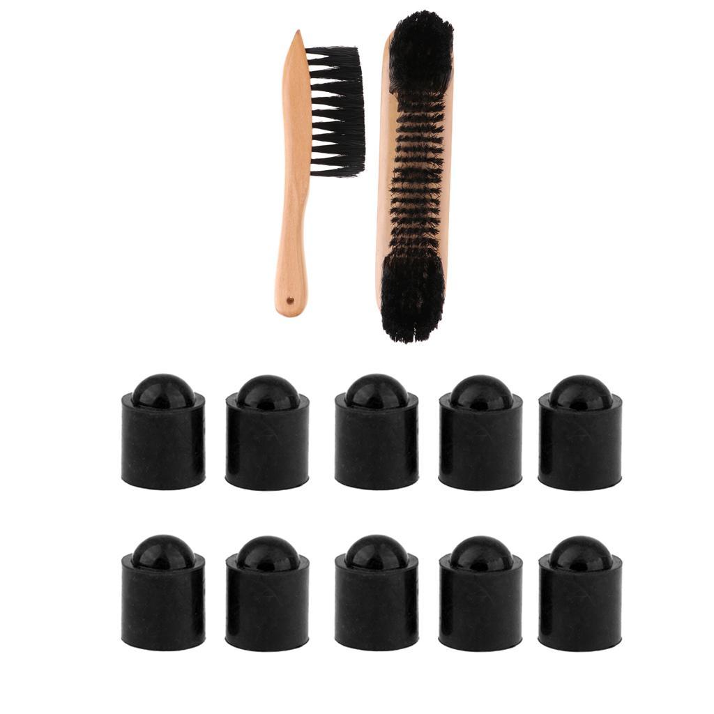 Pack of 10 Pool Cue Tip Protector with Billiard Table Brush Cleaner