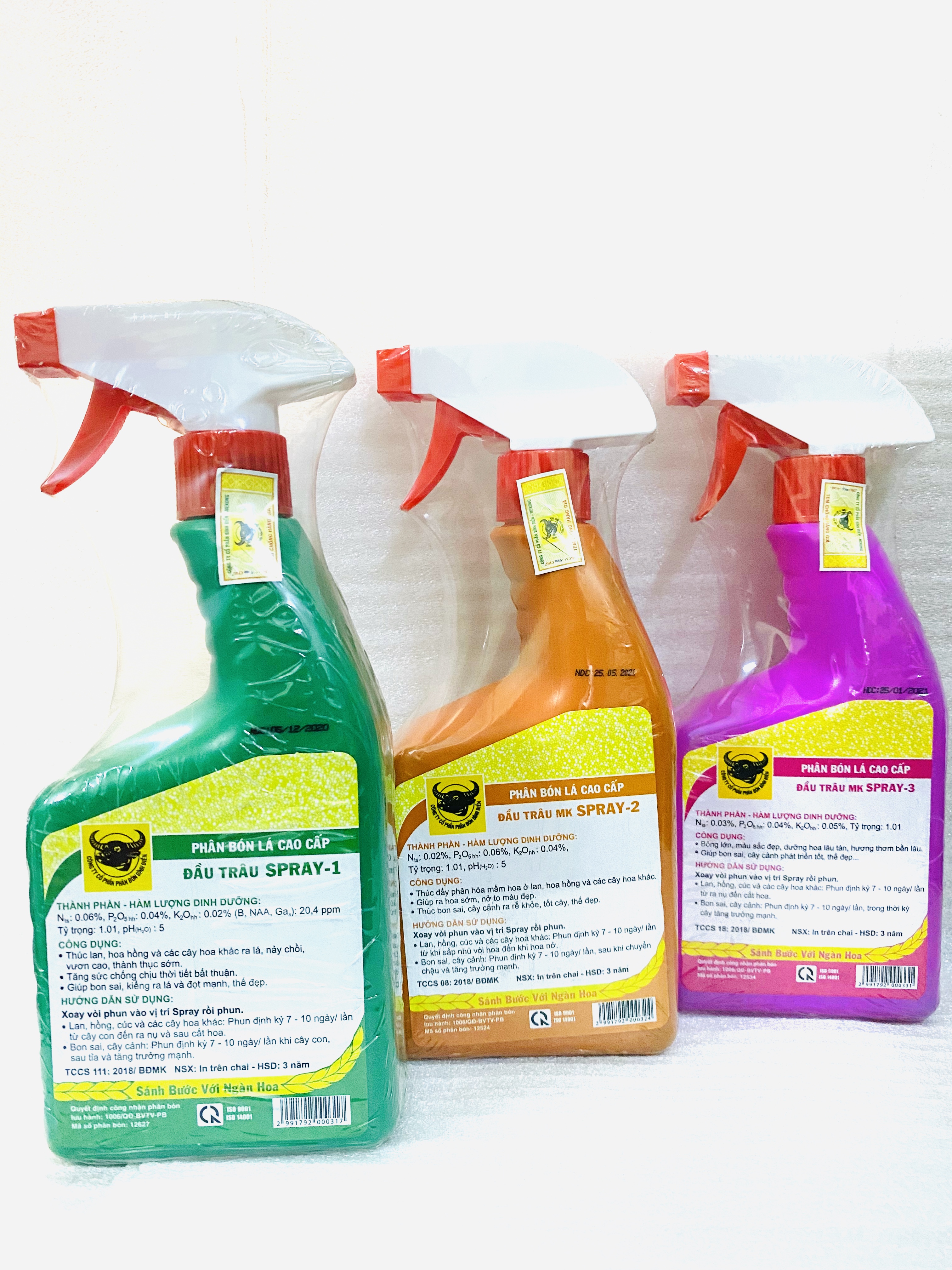 COMBO 3 CHAI PHÂN BÓN LÁ ĐẦU TRÂU CAO CẤP CHO LAN VÀ HOA KIỂNG SPRAY 1-2-3