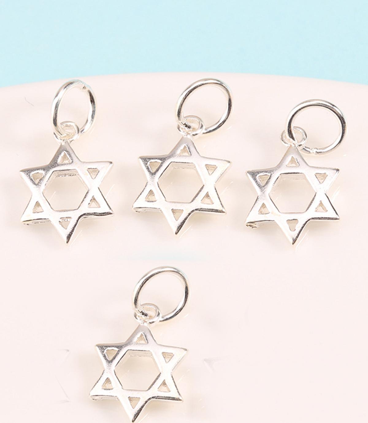 Combo 4 cái charm bạc hình ngôi sao 6 cánh treo - Ngọc Quý Gemstones