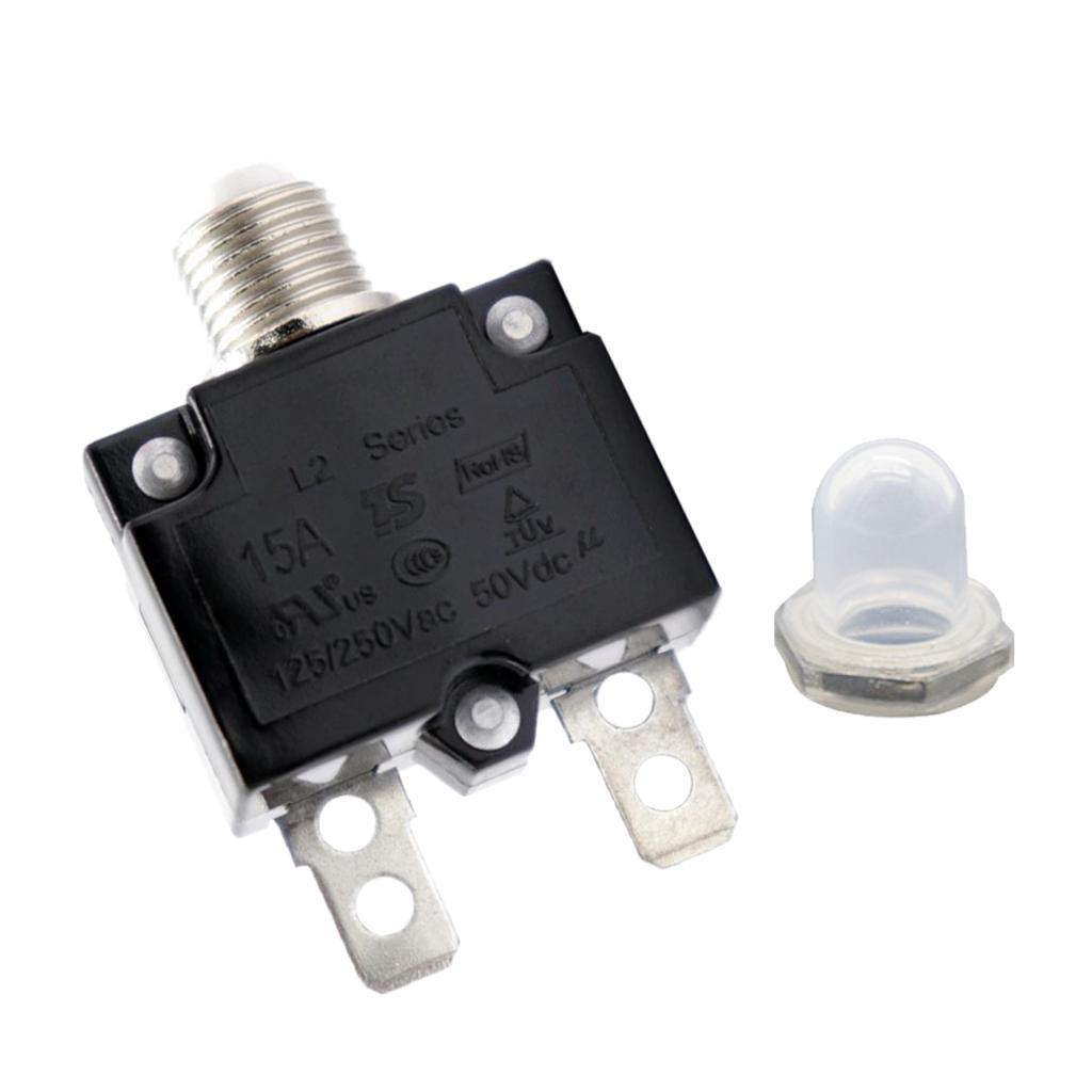 2x 15Amp Push Button Manual Reset Thermal Circuit Breaker Overload Switch