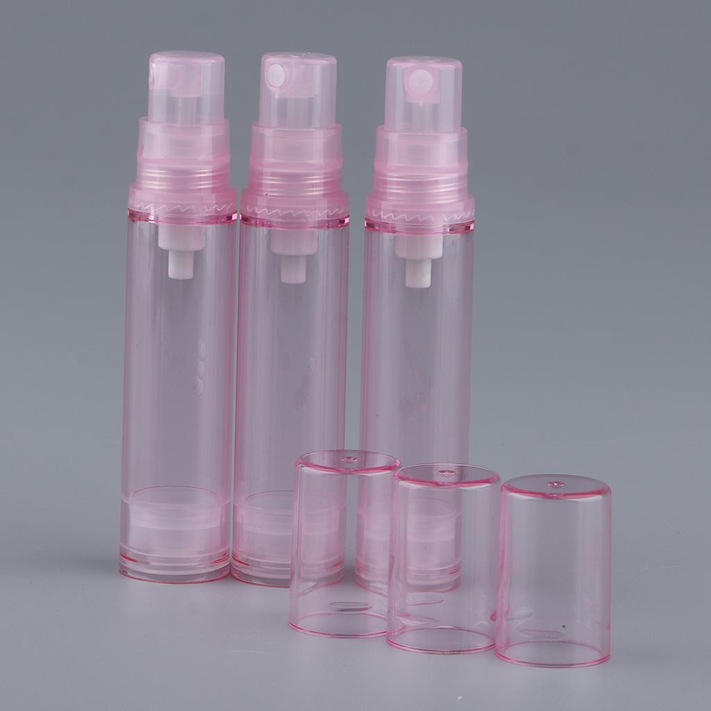 3Pcs 10ml Empty Airless Pump Bottles Refillable Cosmetic Containers Pink