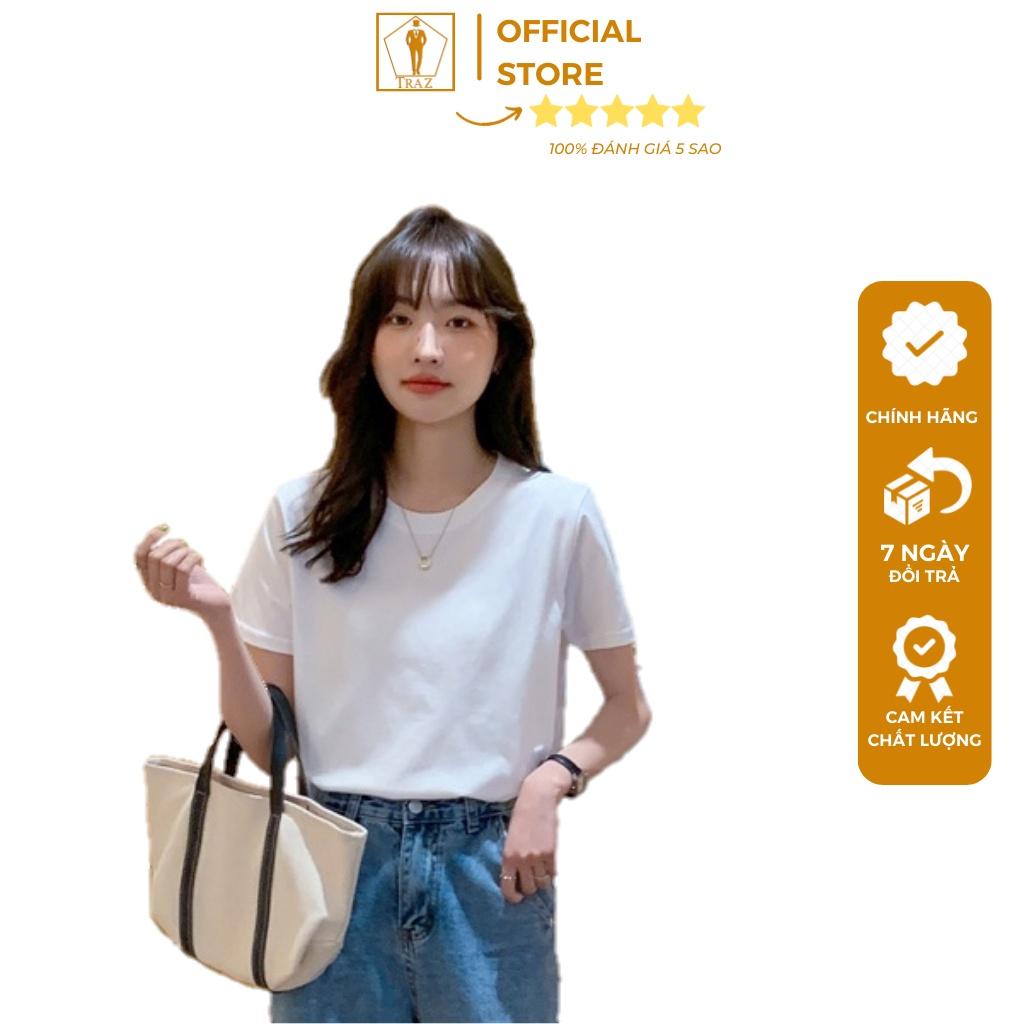 Áo Thun Phông Nữ TRAZ Basic Màu Trắng, Đen, Be, Co Giãn 4 Chiều Free Size, Oversize Form(Phom) Rộng, Suông