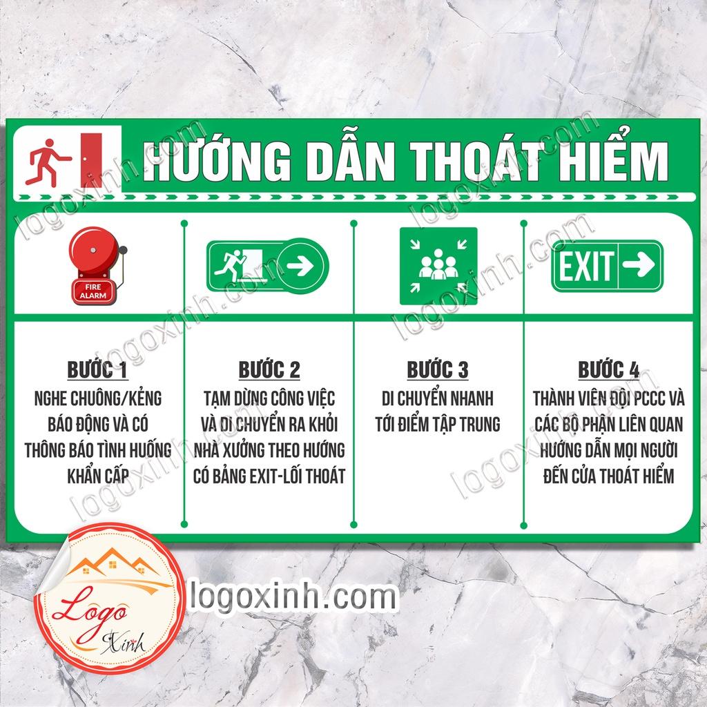 Logo Tem Sticker Bảng Hướng Dẫn Thoát Hiểm Trong Tình Huống Hỏa Hoạn Khẩn Cấp, Hiệu Lệnh PCCC- Tiêu Lệnh Chữa Cháy