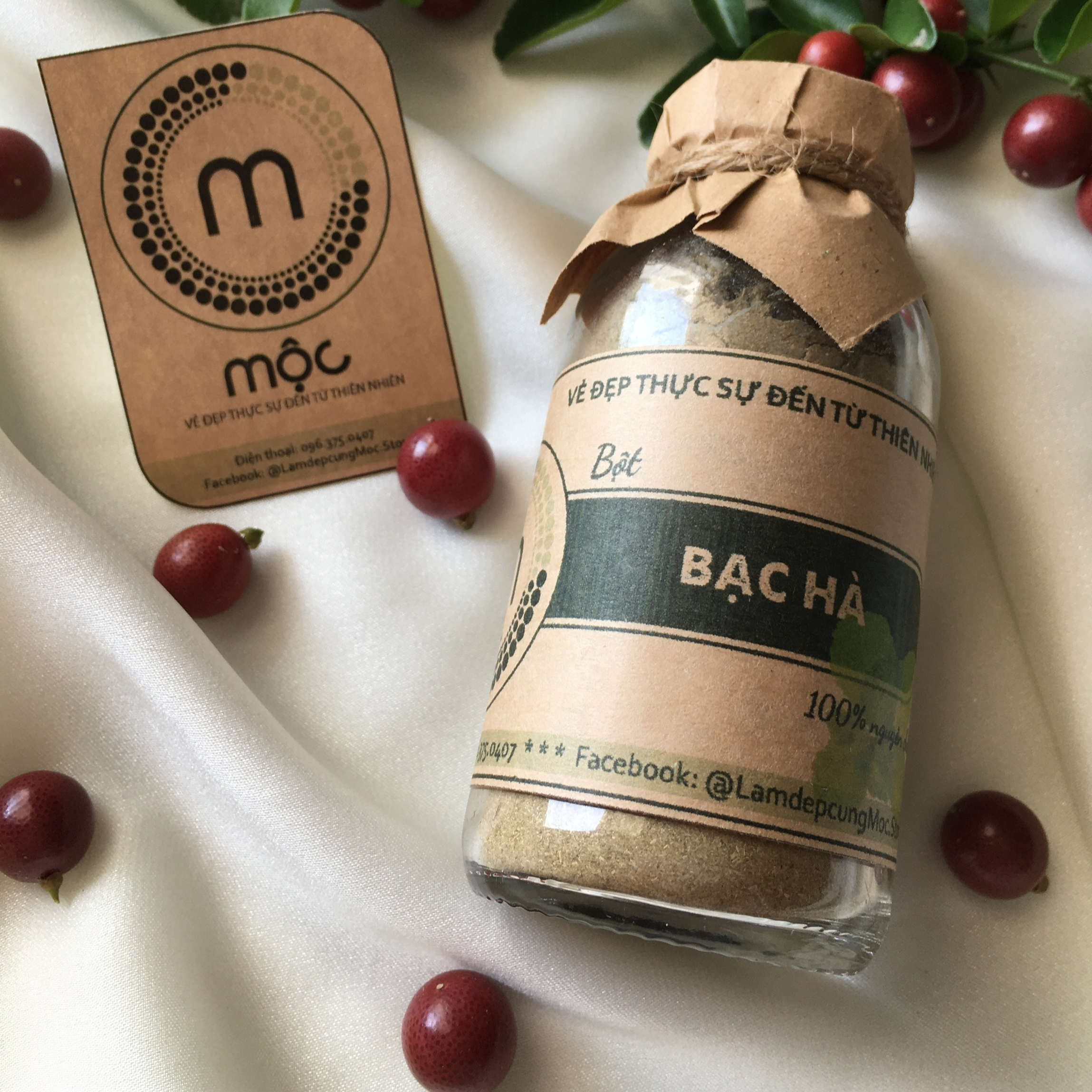 Bột đắp mặt Lá Bạc Hà trị mụn nguyên chất 200ml