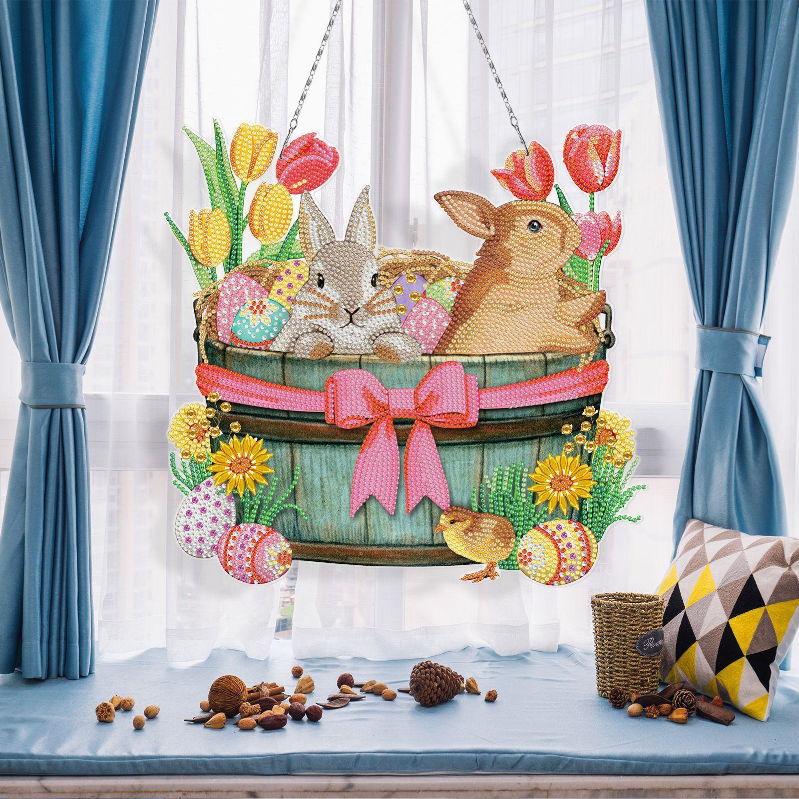 5D Diamond Paint Easter Bunny Hanging Ornament Window Decoration