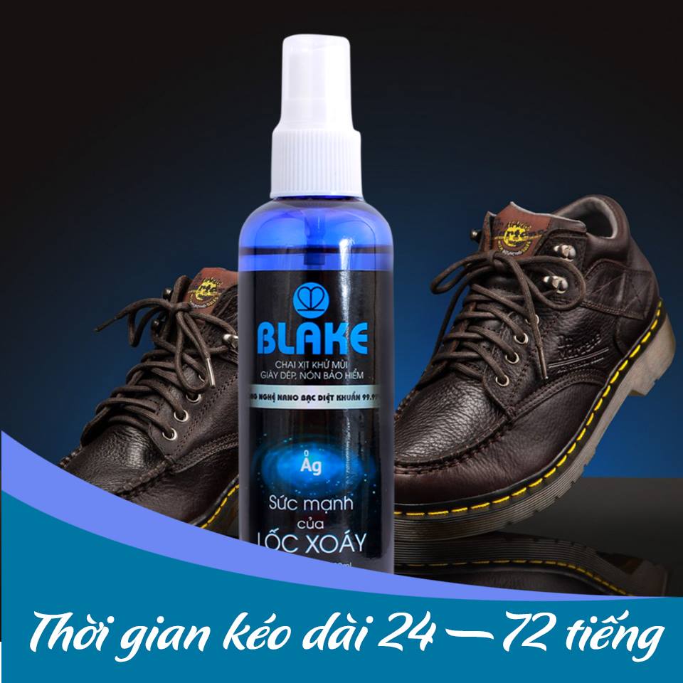 Xịt khử mùi hôi giầy, hôi chân BLAKE (100mL), phù hợp mọi loại giày, hiệu quả kéo dài 72h