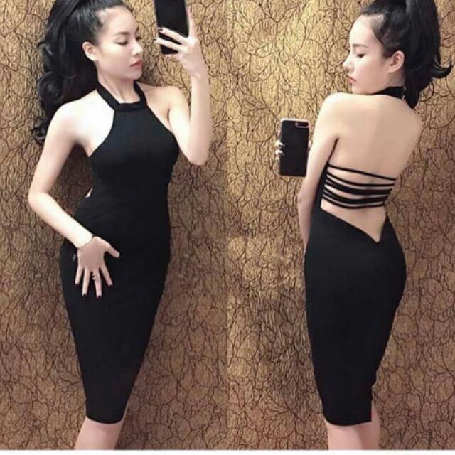 Đầm yếm sexy hở lưng đan dây