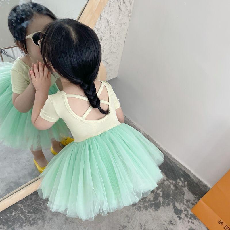 SHUANGYAN Váy ba lê siêu bồng nhiều lớp sợi váy trẻ em mùa hè váy công chúa trở lại chéo nhảy váy thời trang