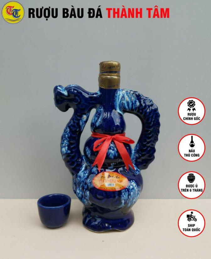 Đặc Sản Bình Định - Rượu Bàu Đá Thành Tâm Rồng Nhỏ (Màu xanh bút bi) 350ml - OCOP 3 Sao