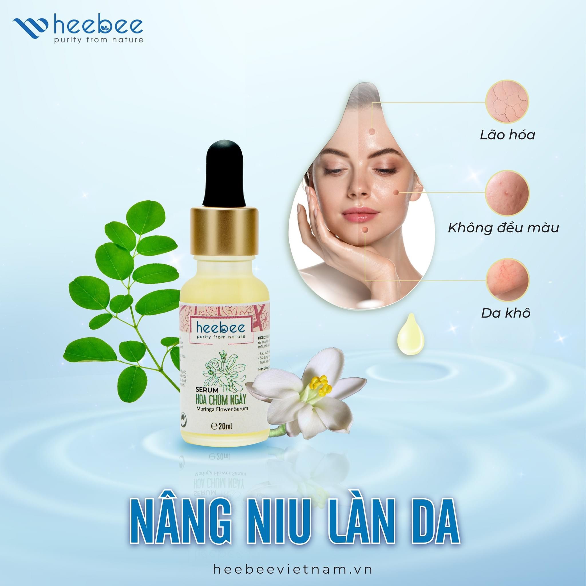 Serum Hoa Chùm Ngây Dưỡng Trắng, Chống Lão Hóa Heebee Moringa Flower Antioxidant Serum 20ml