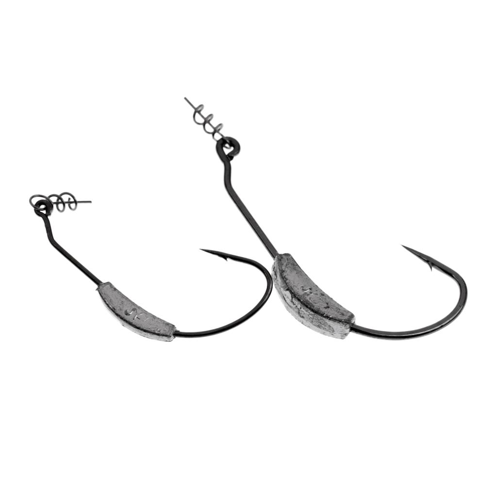 Barbed d Offset Fishing Hooks Worm Jigs Big Hooks with Screws Pin Spring
