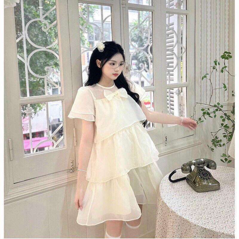 VÁY BABYDOLL 3 TẦNG TAY PHỒNG NƠ NGỰC 2 MÀU CỰC DỄ THƯƠNG XINH XẮN