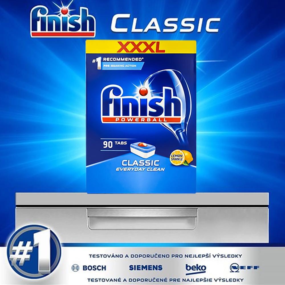 Combo 2 hộp 90 viên rửa bát Finish nhập khẩu Châu Âu Classic Dishwasher Tablets Lemon - hương chanh (2x90viên)