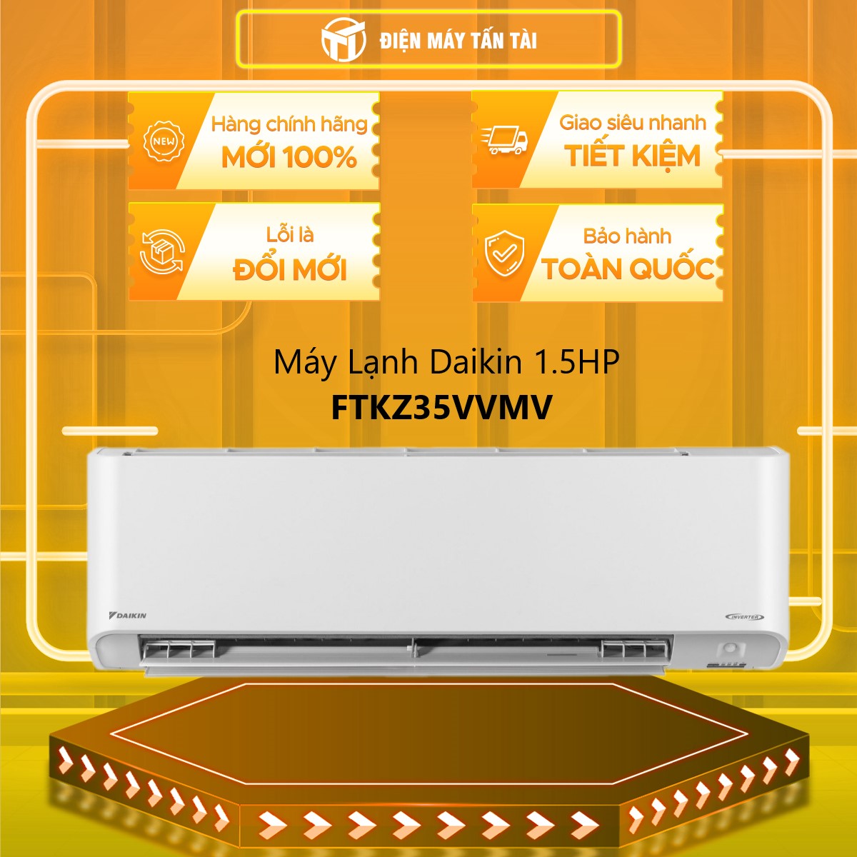 HÀNG CHÍNH HÃNG - Máy lạnh Daikin Inverter 1.5 HP FTKZ35VVMV - GIAO HCM