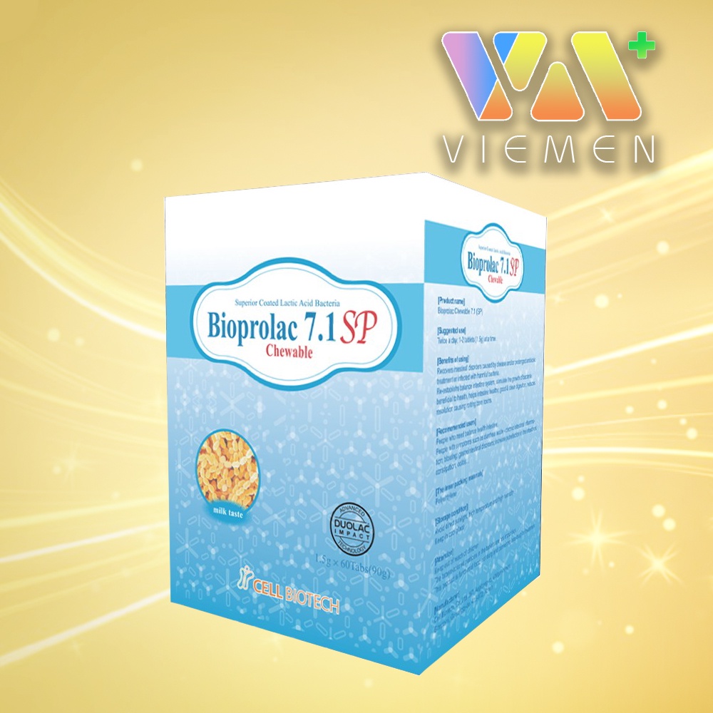 Men vi sinh Bioprolac 7.1 SP Chewable Dạng 1 Vỉ/ 6 viên