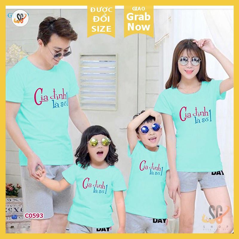 Áo gia đình là số 1 - Thun cotton co giãn - Đủ size - Màu thiên thanh | SGSHOP