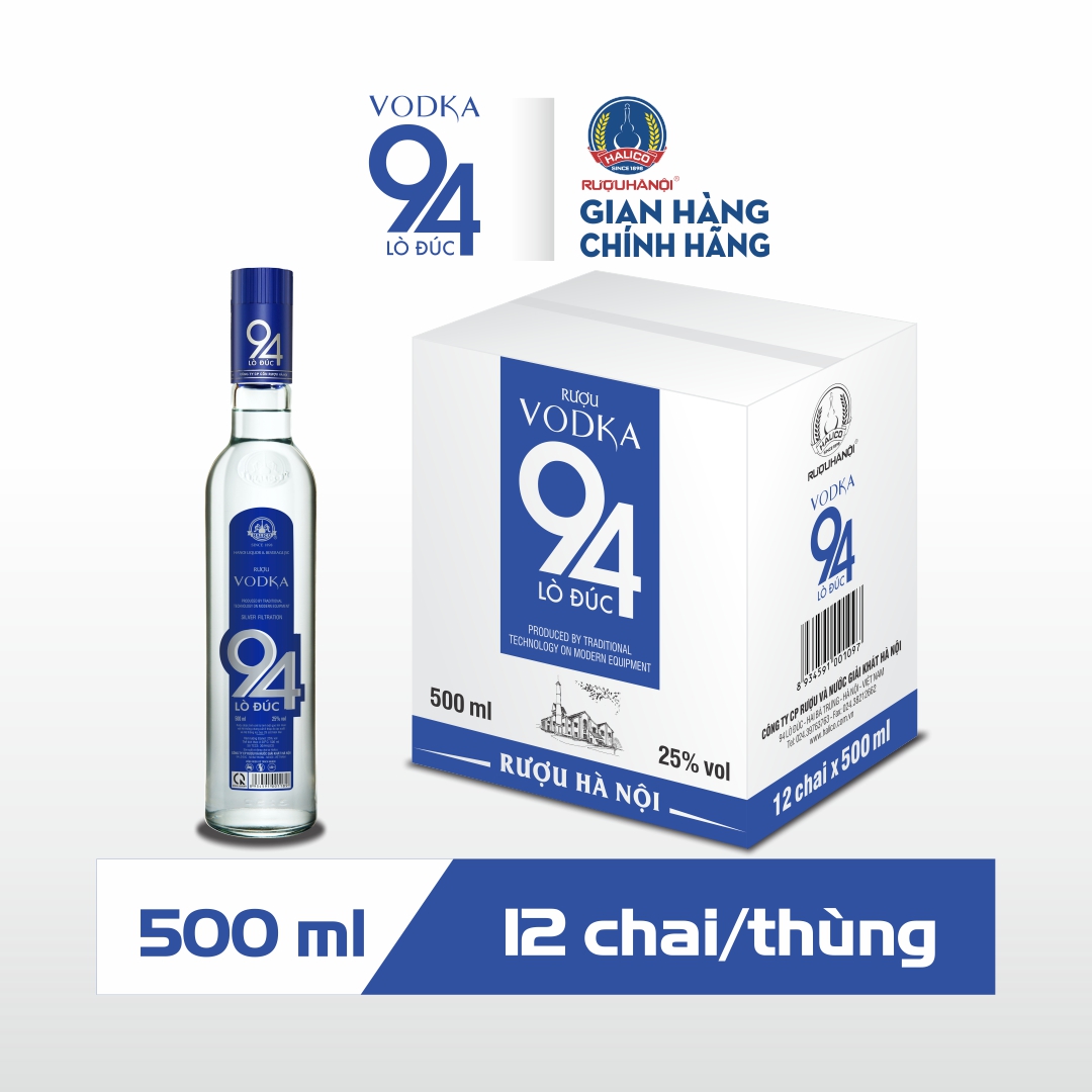 Rượu Vodka 94 Lò Đúc HALICO nồng độ 25% chai 500ml không kèm hộp