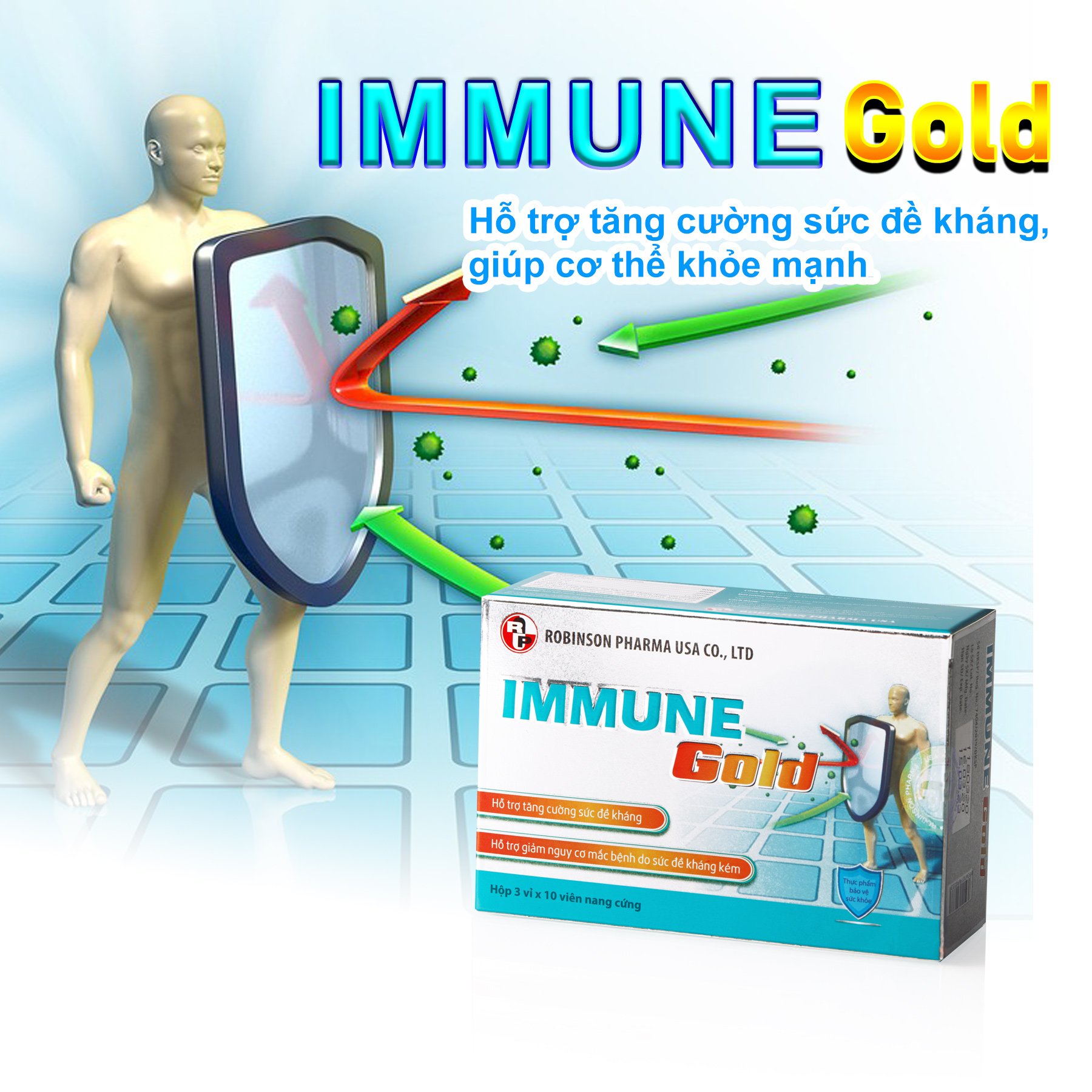 TPCN- Robinson Pharma USA- Immune Gold-Viên uống tăng sức đề kháng, hệ miễn dịch