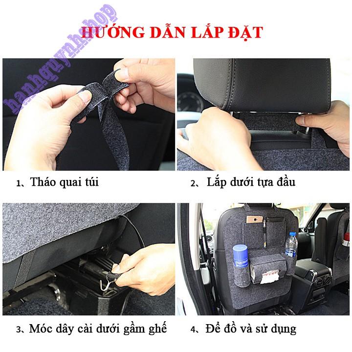 Túi Nỉ Đựng Đồ Treo Sau Ghế Ô Tô Xe Hơi 6 Ngăn