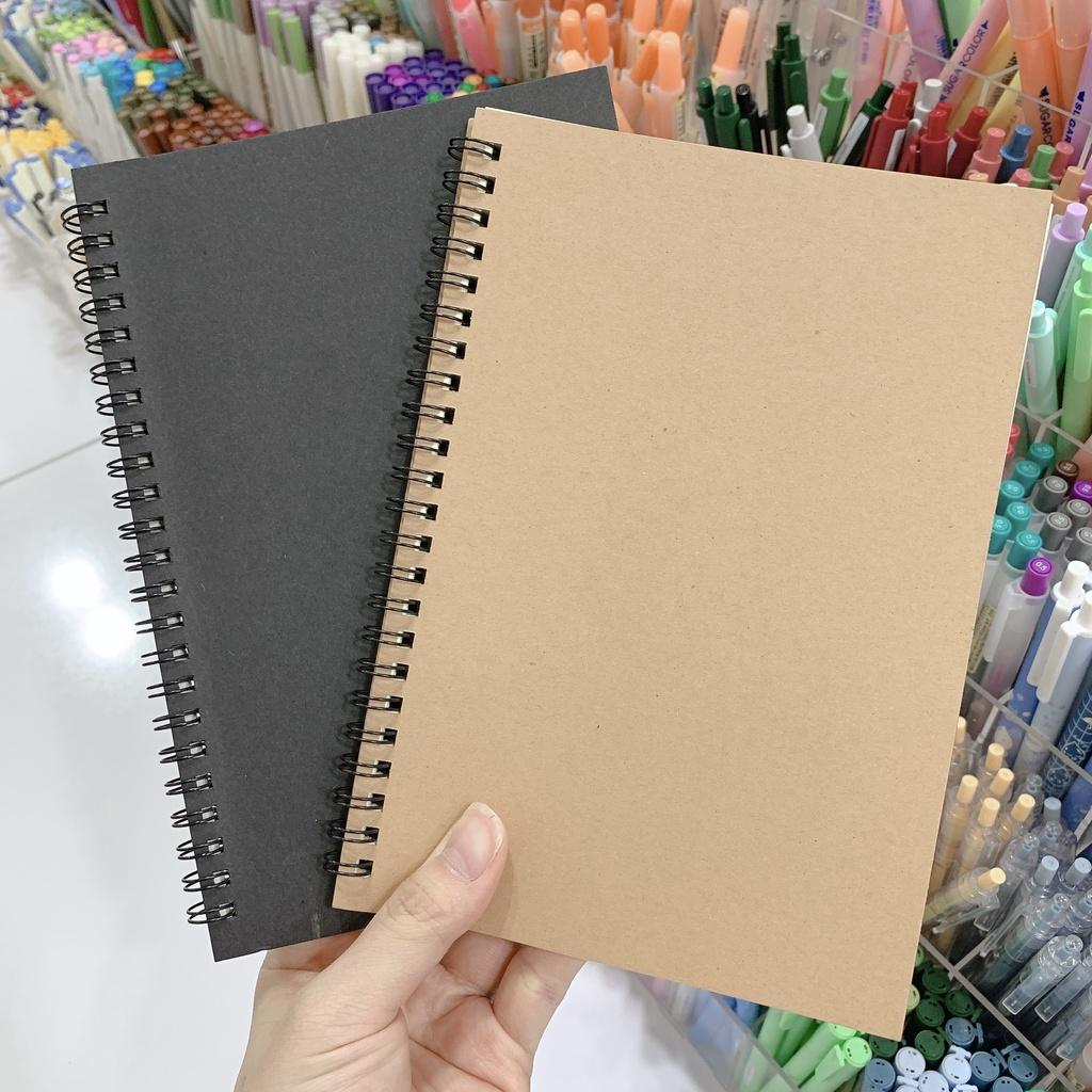 Sổ Tay Bìa Trơn Đen/ Nâu Kraft Giấy Grid Ô Vuông / Giấy Trơn Blank - Sổ Grid Notebook ô Ly Làm Bullet Journal size A5 B5