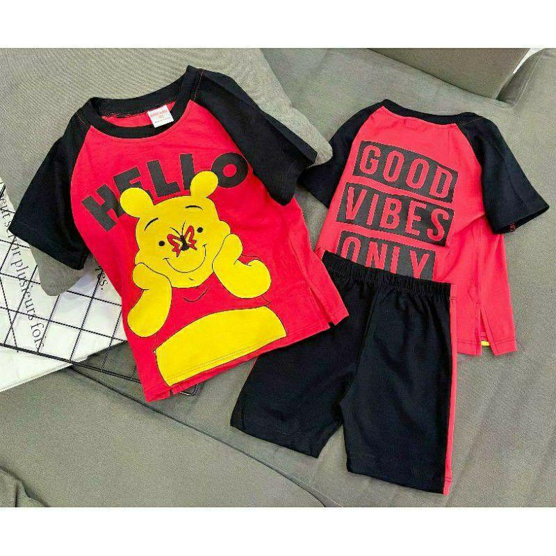Bộ ngố cotton màu in hình dễ thương bé gái size đại - quần áo trẻ em