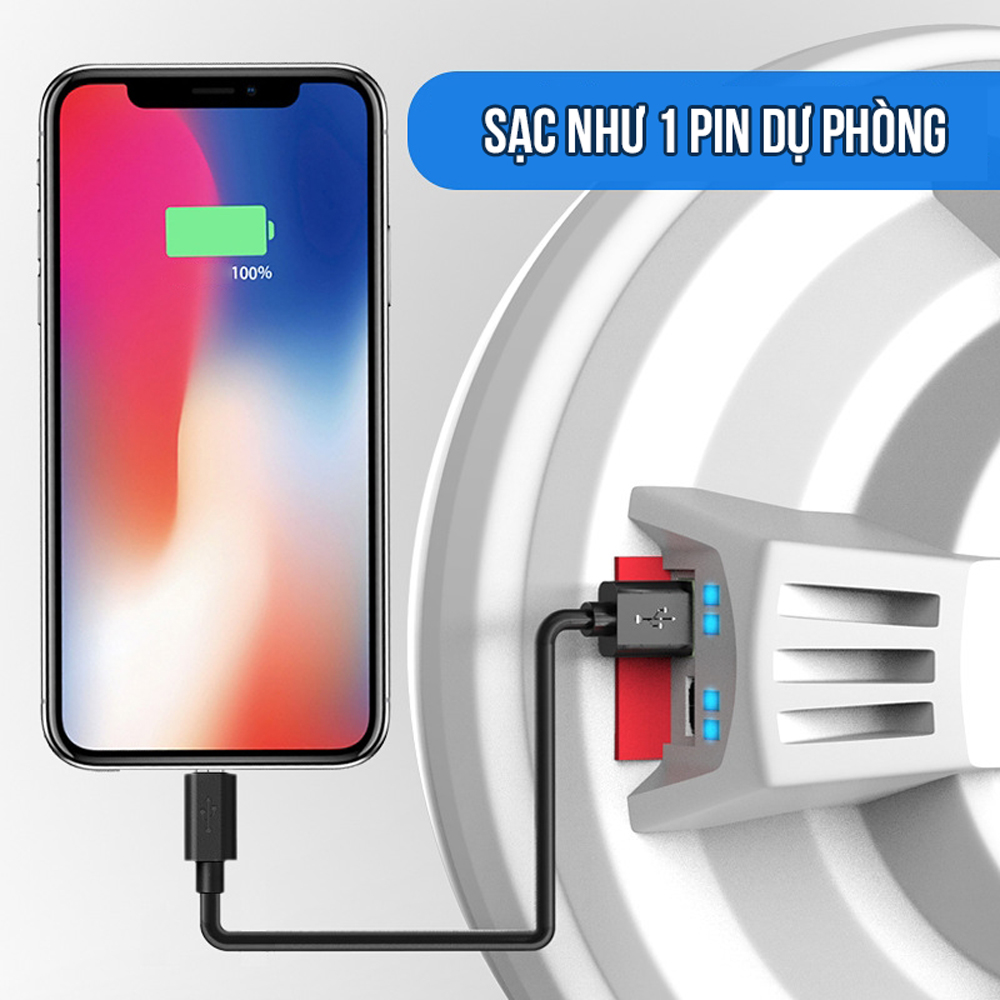 Đèn 100Led Tròn Siêu Sáng Cho Cắm Trại Dã Ngoại/ Mưa Bão/ Sửa Chữa Sạc Điện USB Hỗ Trợ Sạc Dự Phòng Điện Thoại Chống Nước Cao Cấp Kavisota