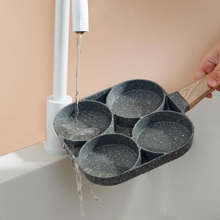 Chảo rán trứng 4 ngăn - Chảo đá 4 lỗ chống dính làm bánh đa năng