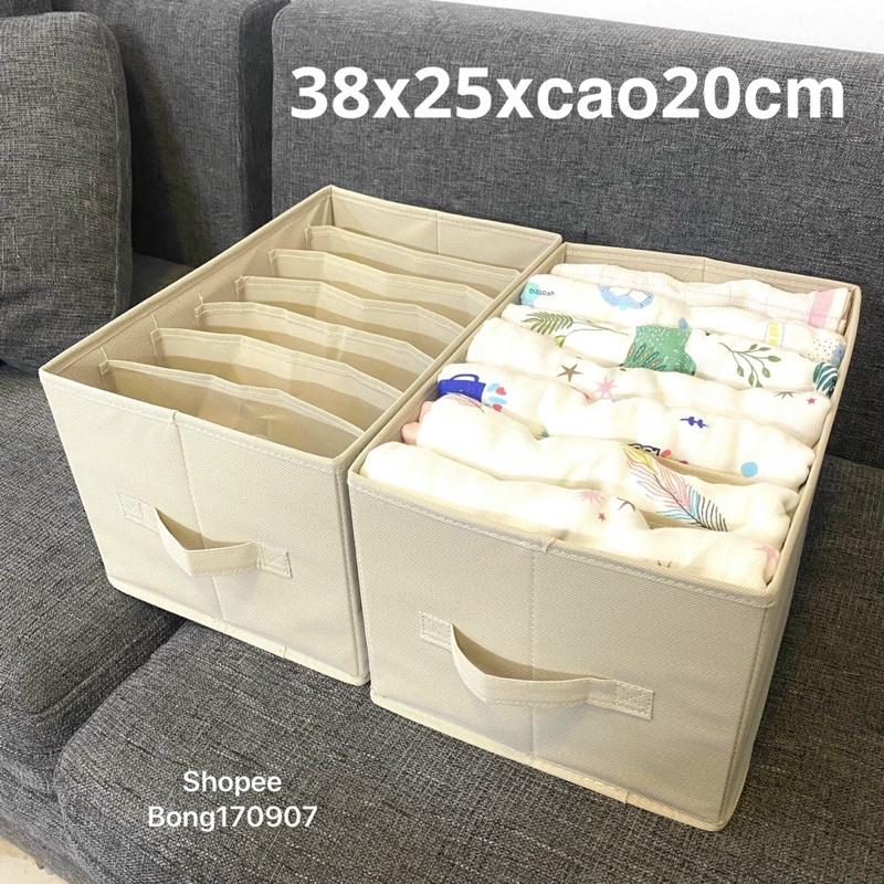 Hộp Đựng Quần Áo Chia Ngăn Tiện ích 38x25xcao20cm Phong Cách Nhật Bản