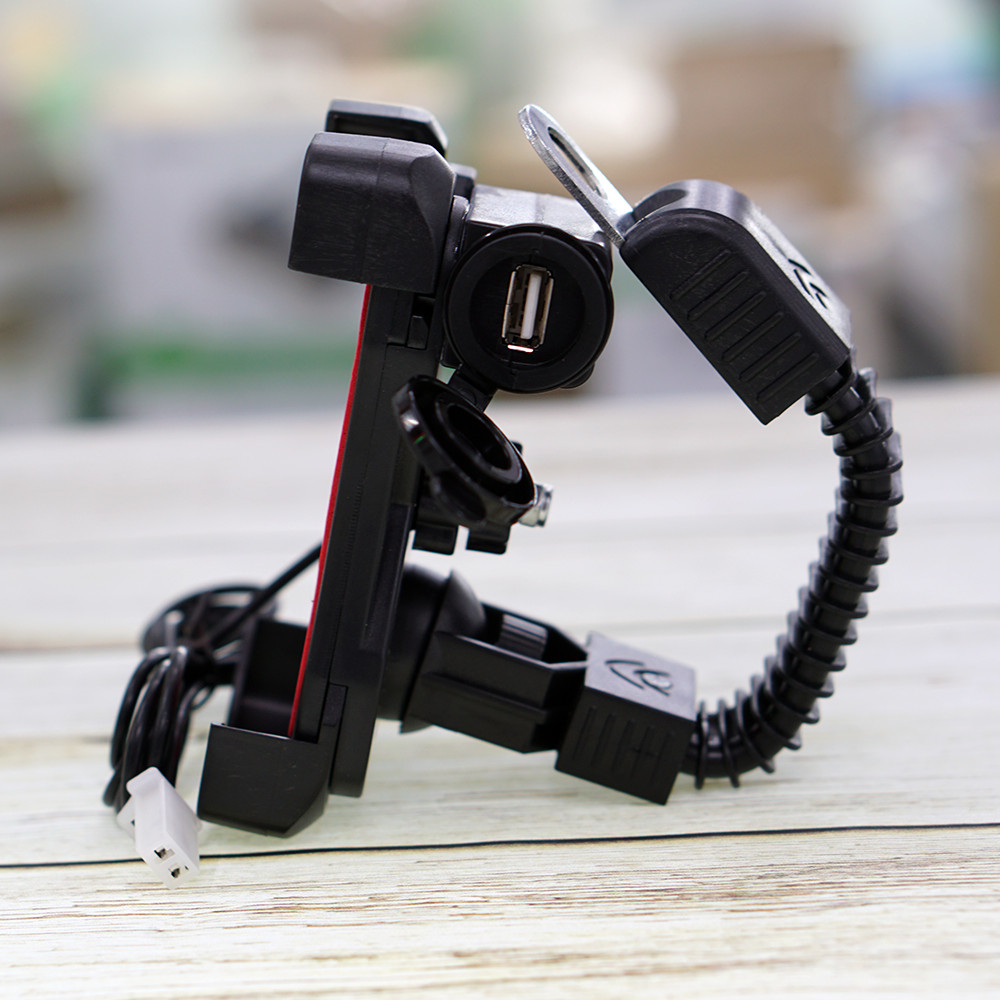 Giá Đỡ Kẹp Điện Thoại Cho Môtô Và Xe Máy Tích Hợp Cổng Sạc USB 5V Tiện Dụng