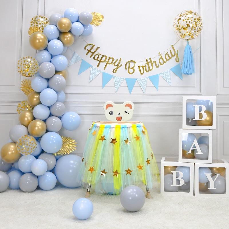 Set Bóng Bay Trang Trí Sinh Nhật Đủ Phụ Kiện + Tặng Hộp Baby