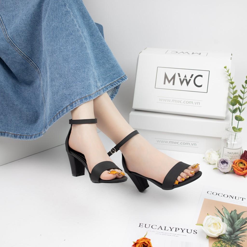 Giày cao gót nữ MWC sandal cao gót tiểu thư công sở quai ngang đế trụ hở mũi cao 7CM NUCG- 3548