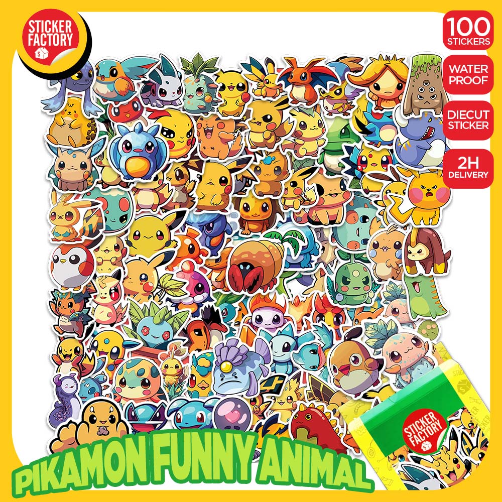 Pikamon Funny Animal - Set 100 sticker decal hình dán dễ thương - STICKER FACTORY