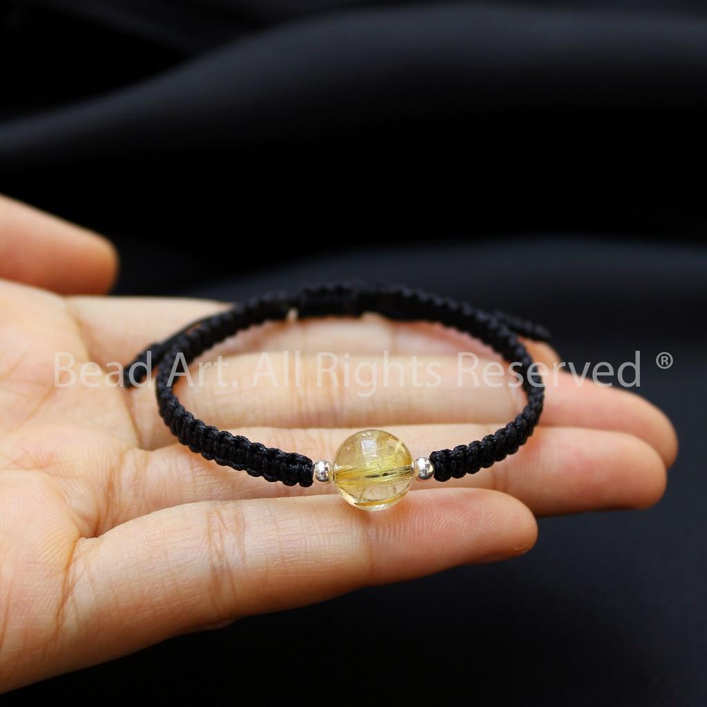 Vòng Tay Thắt Dây Thạch Anh Tóc Vàng 9MM, Golden Rutilated Quartz Tự Nhiên Loại A, Mệnh Thổ, Kim, Vòng Tay Phong Thuỷ, Chuỗi Hạt - Bead Art