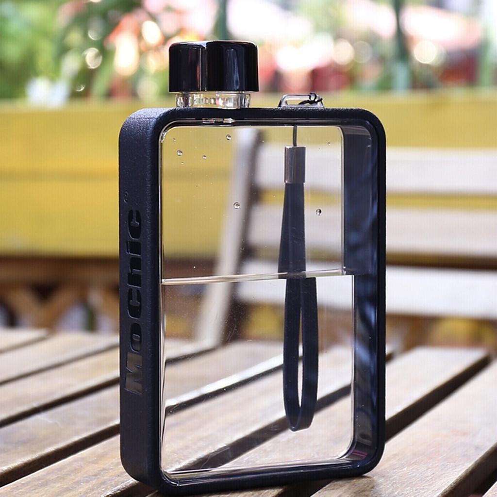 Clear Reusable Small Drinking Water Bottle Plastic - BPA Free, LeakProof, Refillable Clean Flat Memo Slim Thin Flask
