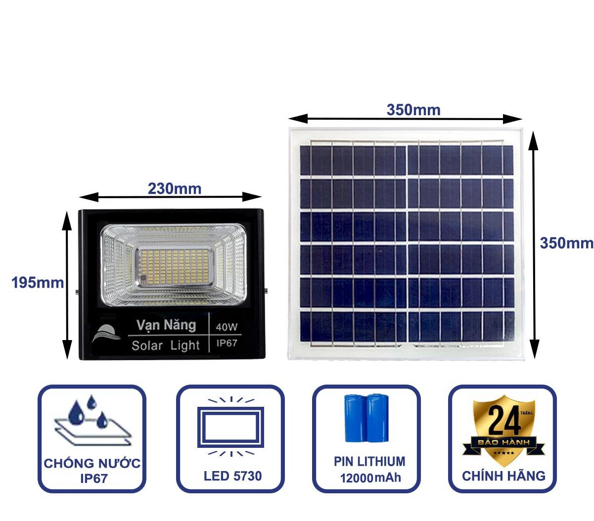 Đèn năng lượng mặt trời Vạn Năng Solar 40w