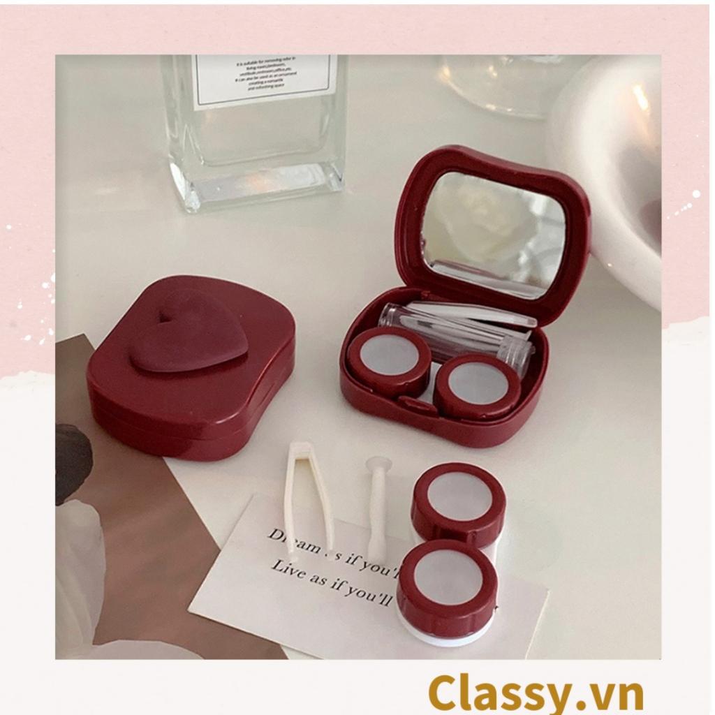 Hộp đựng kính áp tròng Classy tông màu pastel nhẹ nhàng, họa tiết trái tim PK1673 | Hộp đựng kính áp tròng