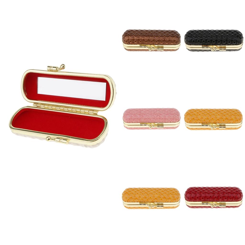 Diamond Elegant Ladies Lipstick Case with Mirror Purse Lip Stick Lip Gloss Holder 3.7x1.4x0.98 inch